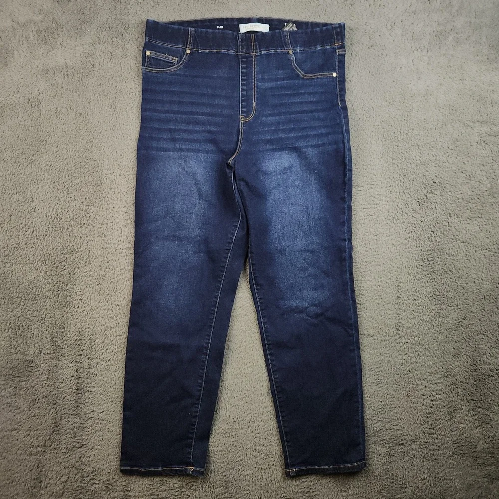 Liverpool Chloe Pull-On Slim Eco Jeans Womens 16/33 Plus Dark Wash Blue Denim